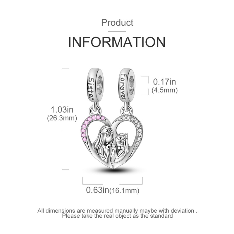 S925 Silver Sisters' Heart Combination Pendant, Elegant Gift